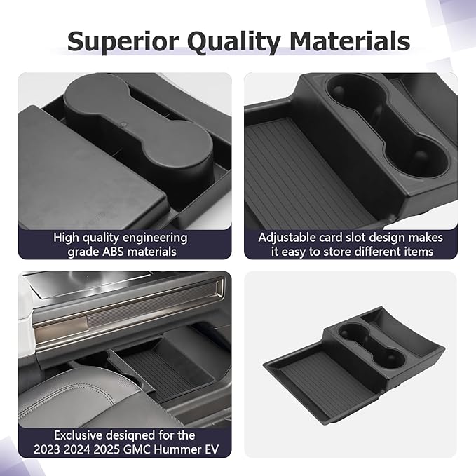 LUWU Lower Center Console Organizer Compatible with 2023 2024 2025 2026 GMC Hummer EV SUV Accessories 2025 2026 Hummer EV Pickup Armrest Console Organizer Armrest Lower Storage Tray