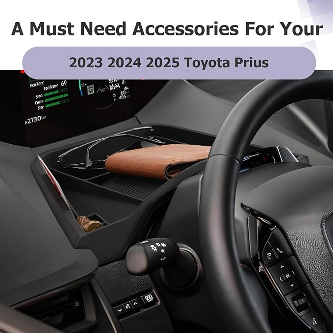 LUWU [Upgrades] 2025 Prius Dashboard Storage Tray Compatible with 2023 2024 2025 2026 Prius Accessories Behind Screen Organizer 2025 Prius Accessories Center Console Box Dash Tray (Silicone)