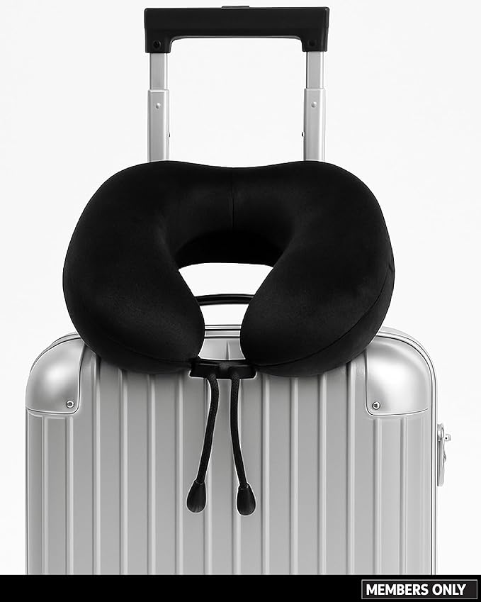 Members Only Black Neck Pillow for Traveling - Travel Pillow for Airplanes, Cars, Trains - Plane Travel Essentials