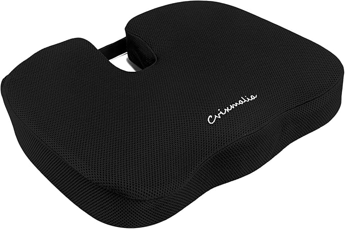Seat Cushion Premium Memory Foam Non-Slip Coccyx Tailbone Cushion for Office Chair, Car Seat, Wheelchair, Yoga and Travelling- Back, Hip and Tailbone Pain Relief