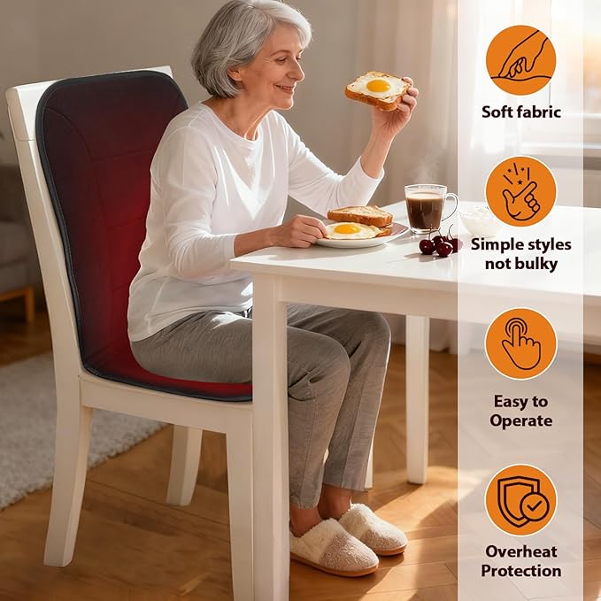 MAXCOM Heated Seat Cushion for Office Chair - Heating Pad for Back, Lumbar, Hip, Thigh with 7 Temp Levels & Auto Shutoff - Warm Gift for Winter