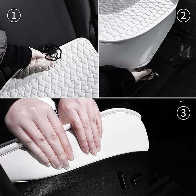 SanQing 2PCS Car Seat Cover Luxury Napa Leather Front Seat Covers for Model Y 2023-2024 Car Seat Bottom,Original White Color Heavy Duty Seat Cushion Protector Without Backrest (White, Model Y)