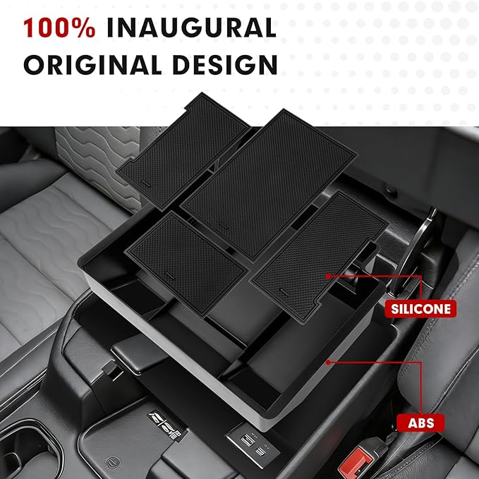 Autorder Center Console Organizer for 2022-2026 Chevy Chevrolet Silverado&Sierra 1500/2024-2026 Silverado&GMC Sierra 2500HD/3500HD Accessories Armrest Storage Box(Only Fit Full Console w/Bucket Seats)