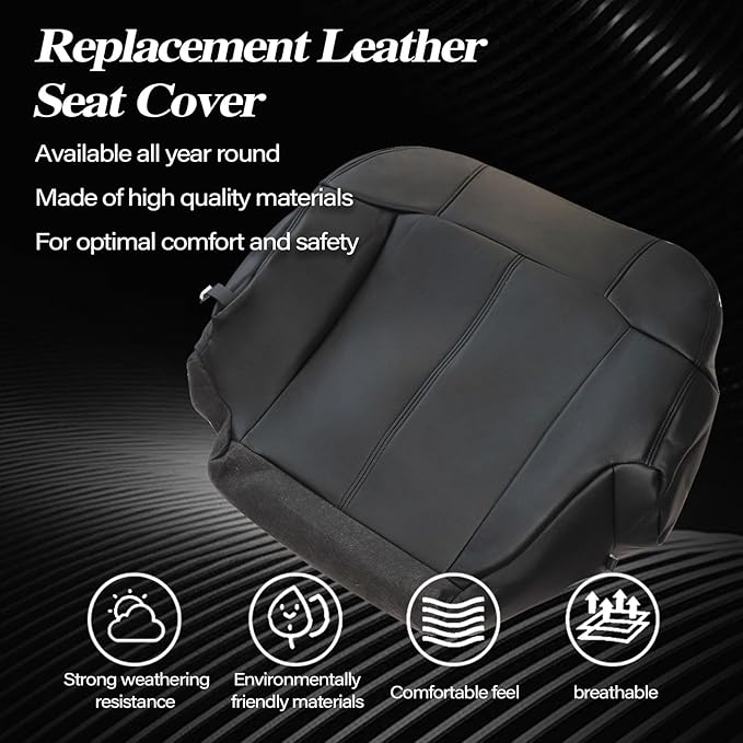 SecosAutoparts Driver Side Bottom Leather Seat Cover & Driver Side Foam Compatible with Chevy Silverado Compatible with GMC Sierra 1999 2000 2001 2002