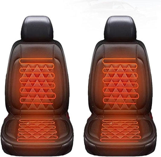 Buybai 2 Pack Car Seat Covers Set Universal Car Seat Cover Comfortable Leather Seat Cushion Automatic Seat Protector Fit SUV Truck Van (2PCS Black)