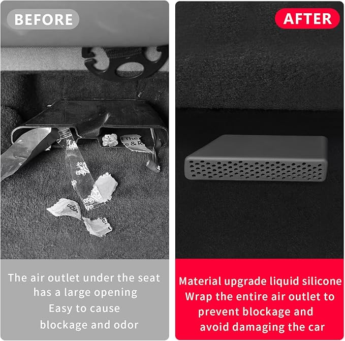 Temmis Car Under Seat Air Outlet Silicone Protection Cover for Toyota Highlander 2022-2025, Auto Interior Accessories Vent Protector Cap Set Accessory-Red