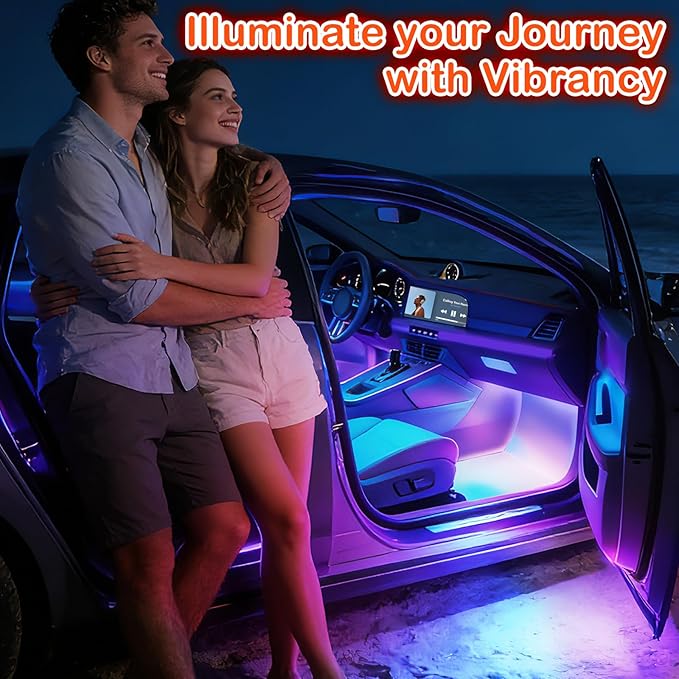 Car Led Strip Lights, RGB Truck Interior Lights with App Control, Under Dash Footwell Automotive Led Light Strip, Car Ambient Lighting for SUV(1set)