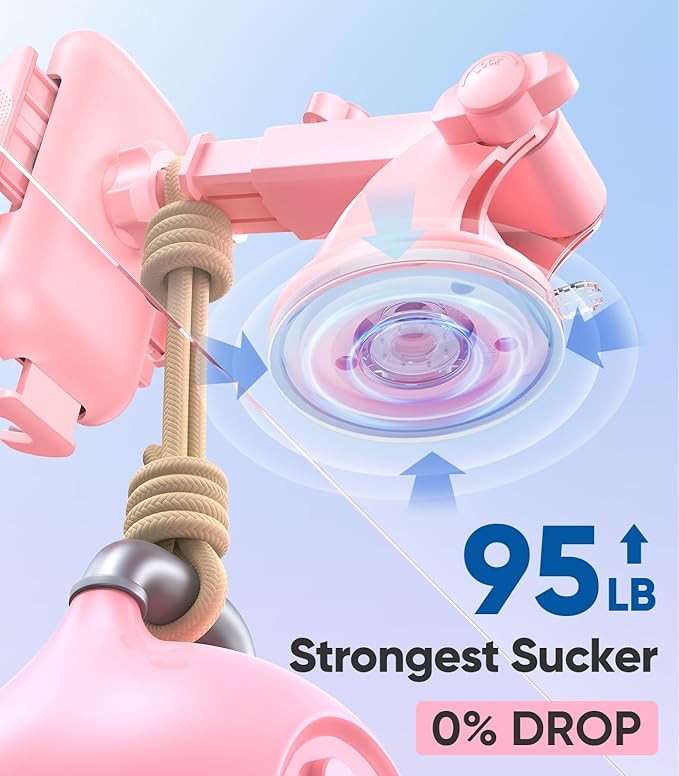 VICSEED Pink Phone Holders for Your Car, [True Military-Grade Shockproof Strongest Suction Power], 3-in-1 Dashboard Windshield Vent, Truck Boat Stand Cell Phone Mount for iPhone Android All Phones