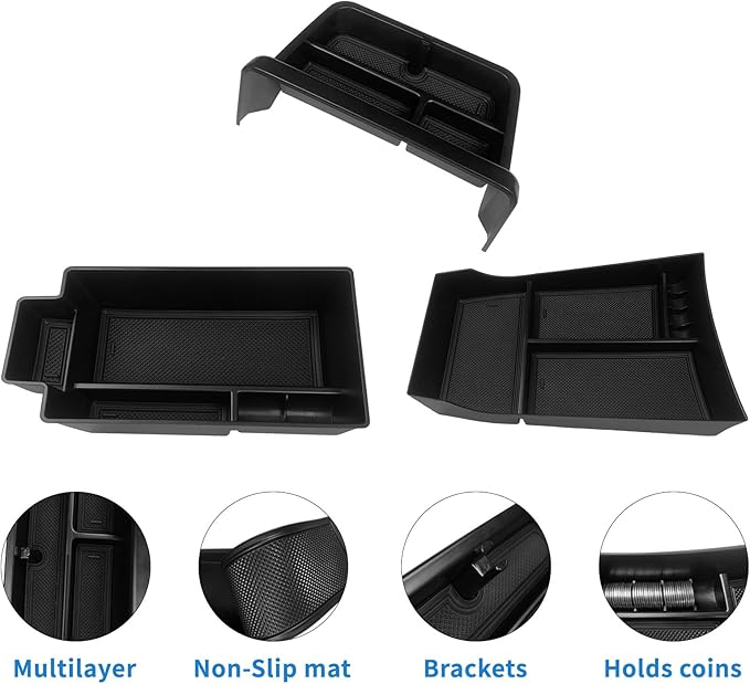 3PCS Center Console Organizer Compatible with 2021-2025 2026 Nissan Rogue S/SV/Rock Creek Accessories, Dashboard Tray Armrest Storage Box Lower Center Console Tray (Only Fit 8-Inch Screen)