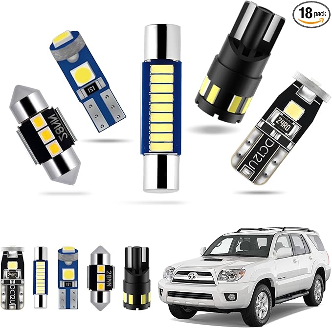 EASY EAGLE LED Interior Car Lights for Toyota-4Runner-2003-2009: 18 Piece Kit White LED Light Bulbs - Super Bright 6000K + Install Tool