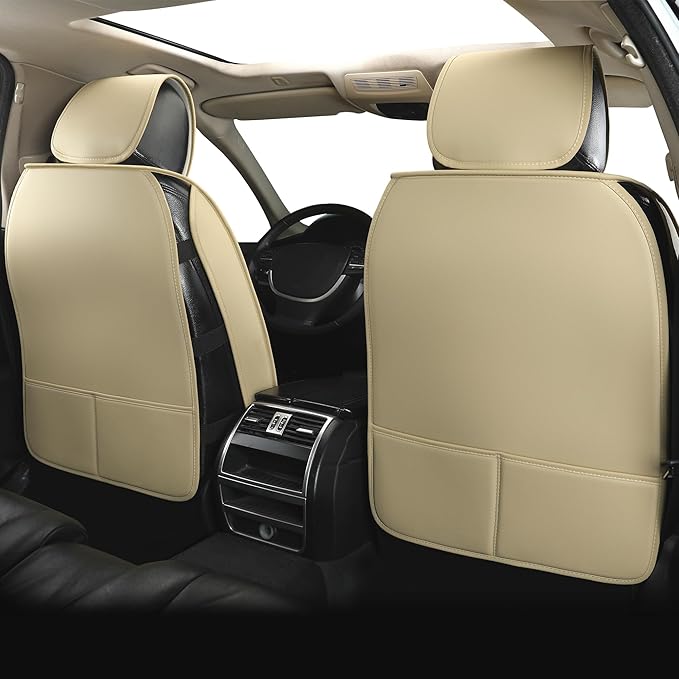 Leather Seat Covers for Cars,Car Seat Covers Full Set,Automotive Seat Covers for Trucks,SUV,Leatherette,Universal Fit,Airbag Compatible Vehicles Seats Cushions(Full Set,Beige)