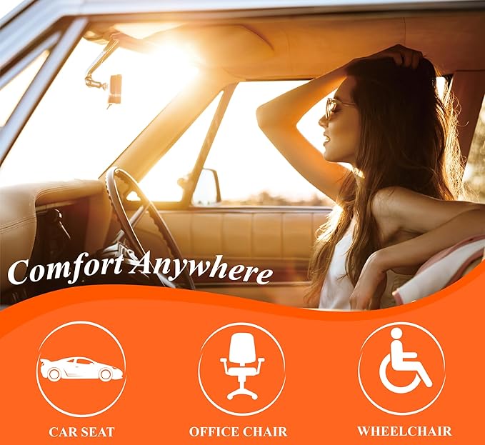 kingphenix Premium Car Seat Cushion, Memory Foam Driver Seat Cushion to Improve Driving View- Coccyx & Lower Back Pain Relief - Seat Cushion for Car, Truck, Office Chair (Leather Dark Gray)