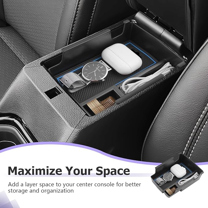 LUWU Center Console Organizer Compatible with Jeep Compass 2021-2026/Dodge Hornet 2023-2026 Accessories Armrest Console Storage Box Insert Tray ABS Material Coin Container Blue