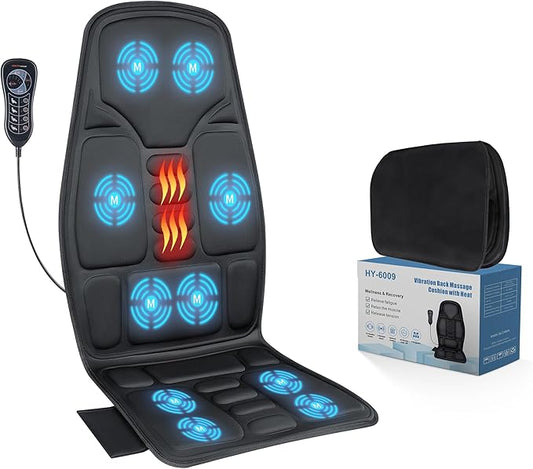 Sotion Seat Massager, Vibrating Back Massager for Chair Massage Cushion, 10 Vibrations to Relieve Stress and Fatigue for Back, Shoulder and Thighs