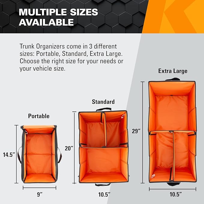 KEEPER Portable Trunk Organizer, 19L, Car Organizers and Storage, Non-Slip Bottom, Suitable for SUV, Minivan, and Cars