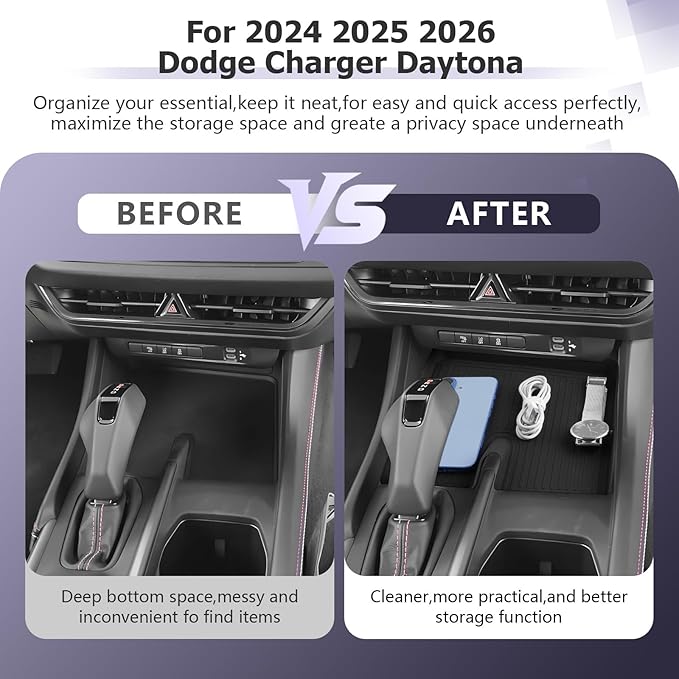 LUWU 2026 Charger Center Console Anti-Slip Mat Compatible with 2024 2025 2026 Charger Daytona R/T Scat Pack Accessories Silicone Protective Pad Liner Premium Protective Pad Phone Charger Liner Mat