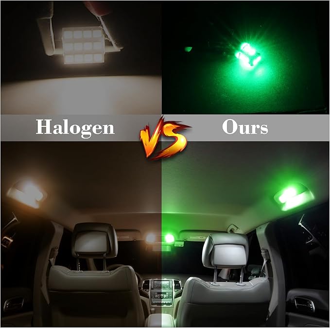24 Pieces Dome Light LED Car Interior Bulb Kit Set 194 T10 DE3175 578 31mm 42mm Bulbs Interior Replacement Lights for Car Map License Plate Door Side Marker Cornering Trunk Light - Green
