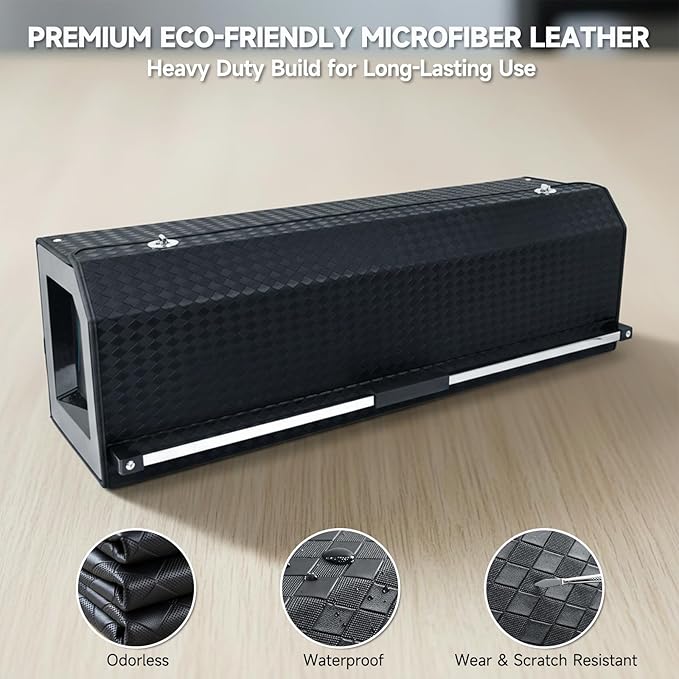 Sturdy Trunk Organizer with Lid, Waterproof Leather Car Storage Organizer with Sturdy Handle, Extra Large Car Organizers and Storage Fits Shopping, Camping, Road Trips (42.12 inch)