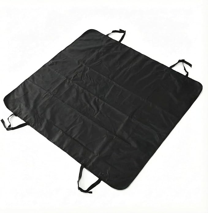 Dog Hammock Car Seat Cover - 100% Waterproof 600D Heavy Duty | Scratch-Proof Nonslip Back Seat Protector with Side Flaps for Cars, Trucks, SUVs (Black/Thin)