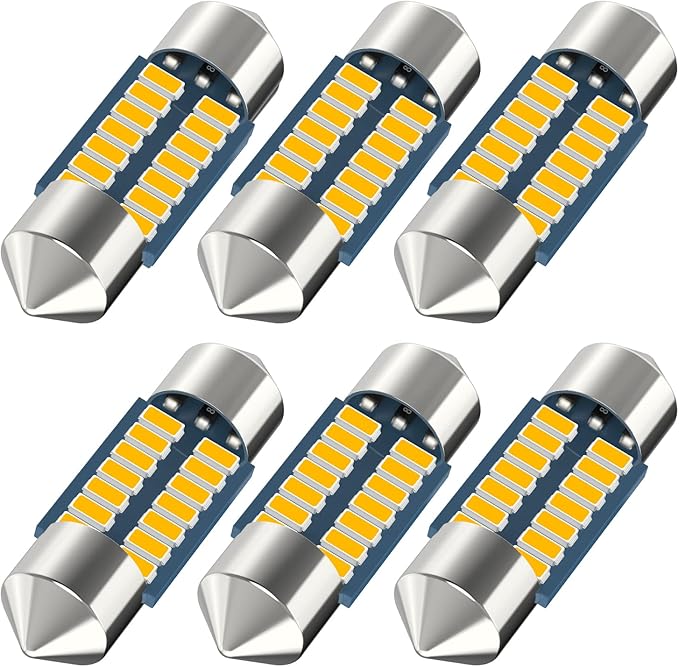 Serundo Auto DE3175 Led Car Bulb 31mm 1.22in Led Festoon Bulb, DE3021 DE3022 DE3023 6428 6430 7065 Led Festoon Bulb, Interior Led Used for Car Map Dome Light etc,Pack of 6pcs Amber Yellow Color
