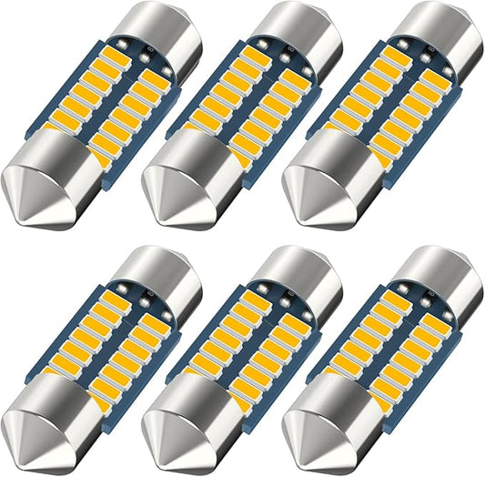 Serundo Auto DE3175 Led Car Bulb 31mm 1.22in Led Festoon Bulb, DE3021 DE3022 DE3023 6428 6430 7065 Led Festoon Bulb, Interior Led Used for Car Map Dome Light etc,Pack of 6pcs Amber Yellow Color