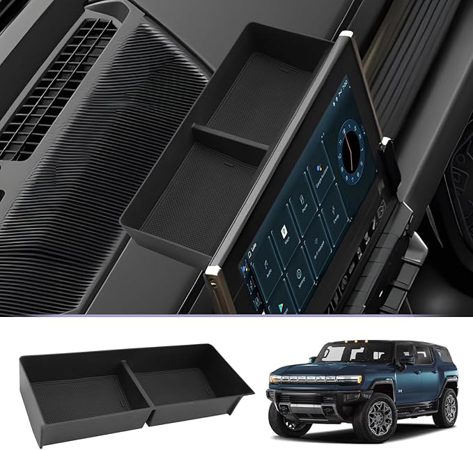 LUWU Dashboard Center Console Organizer Compatible with 2022 2023 2024 2025 2026 GMC Hummer EV Accessories 2025 2026 Hummer EV Center Console Organizer Armrest Organizer Insert Tray (Black)
