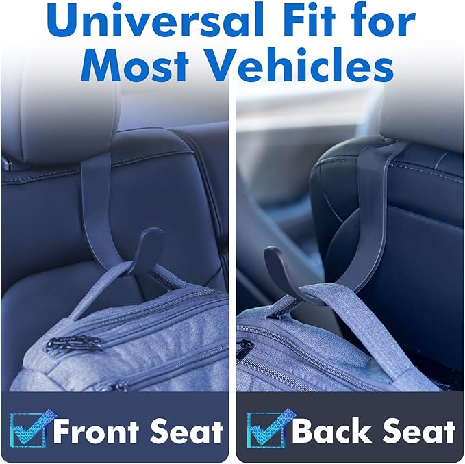 XL Hard Hat Holder for Truck, Heavy-Duty Headrest Hooks, Seat Back Organizer for Hard Hats, Bags & Gear, Universal Truck & Car Headrest Organizer, 2-Pack
