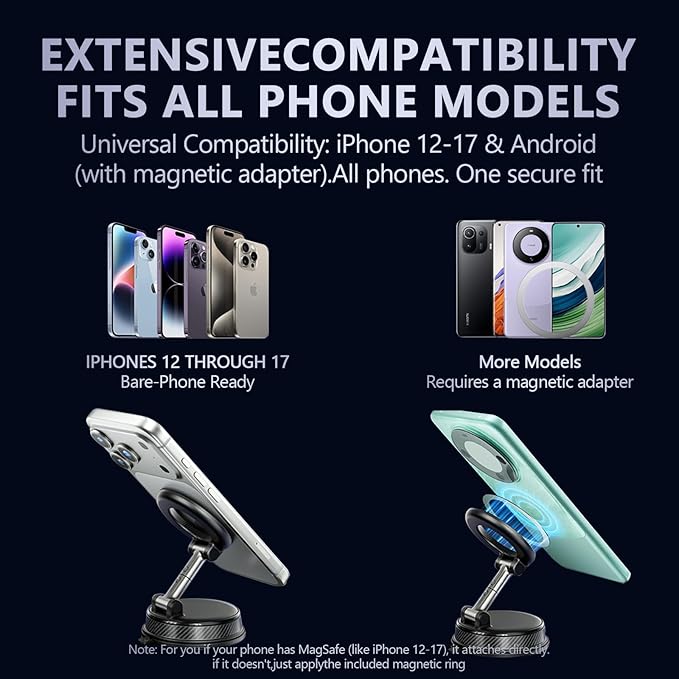 360° Adjustable Magnetic Phone Holder for ,iPhone 17 Pro Max, 16, 15, 14, 13, 12, Air Plus & More | Ideal for Cars, Kitchens, Bedrooms, Gyms & Other Locations | Secure, Versatile & Convenient