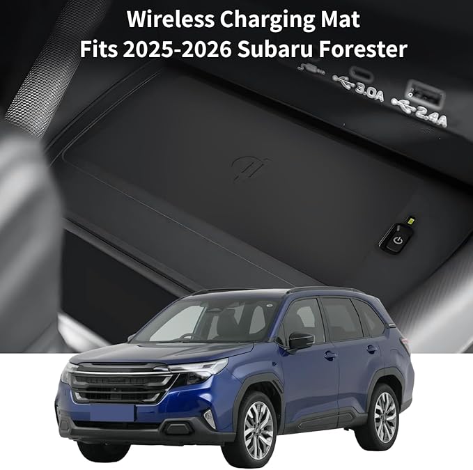 Center Console Wireless Charging Protective Mat and Center Console Cover Carbon Fiber fits for 2025 2026 Forester Accessories Inserts Liner Anti-Slip Anti-Dust Waterproof Mats