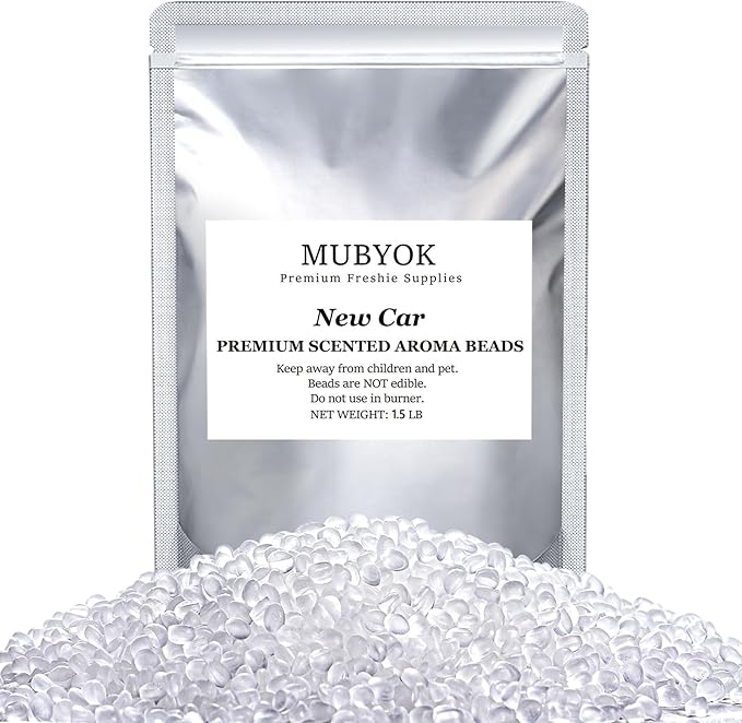 MUBYOK 1.5LB New Car Premium Scented Aroma Beads for Making Car Freshies Supplies PreScented Beads for Car Air Freshener Sachets Long-Lasing Scent