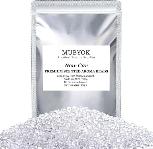 MUBYOK 1.5LB New Car Premium Scented Aroma Beads for Making Car Freshies Supplies PreScented Beads for Car Air Freshener Sachets Long-Lasing Scent
