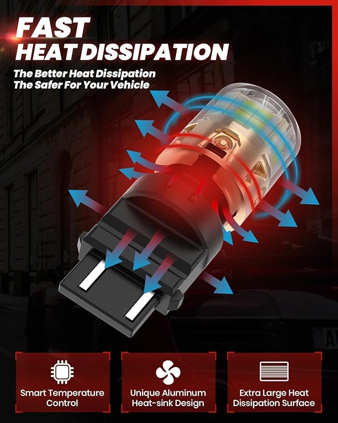 LASFIT L2 3157 LED Bulbs Reverse Light, 2025 Upgraded 500% Super Bright 6000K Xenon White, 3156 3056 3057 3047 4114 4157 4057 LED Lights with Projector for Backup, DRL, Replacement Lamp, 2pcs