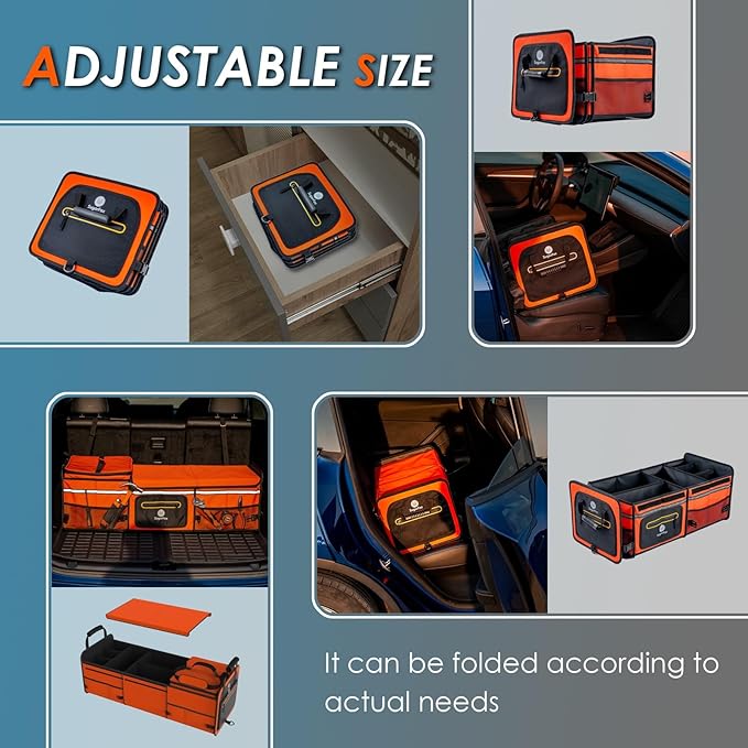 95L Car Trunk Organizer & Storage With 26L Ice Pack, Waterproof Foldable | Trunk Organizers for SUVs & Cars, Car Storage Organizer, Great Gift for Drivers (Orange-M004)