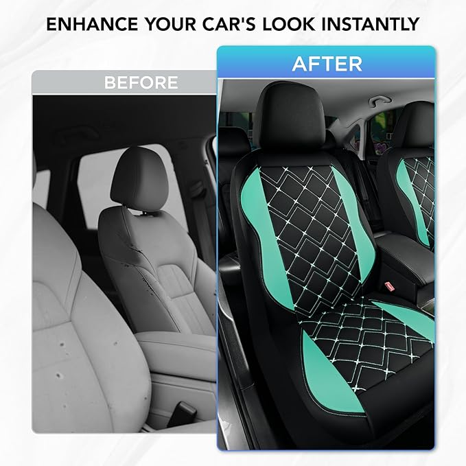 Road Comforts Seat Covers, Premium Leather Car Seat Covers Front Seat for Women Girls,Airbag Compatible, Automotive Seat Covers Universal Fit Most Cars,Vans,Truck,SUV
