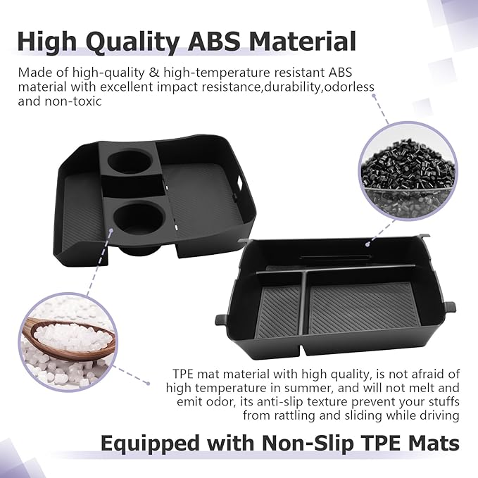 LUWU 2026 Palisade Accessories for 2026 Hyundai Palisade Accessories Palisade LX3 Lower Center Console Organizer, Armrest Console Tray Storage Box Black 2-Pack (Only for 7-Seat)