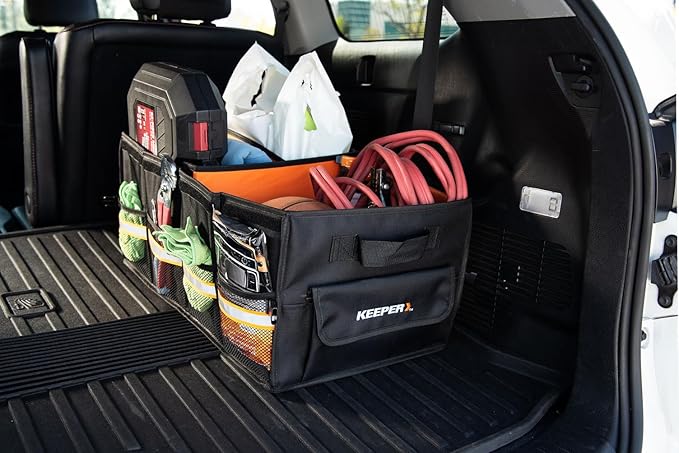 KEEPER Standard Trunk Organizer, 48L, Multi-Compartment Collapsible Car Organizers and Storage, Non-Slip Bottom, Suitable for SUV, Minivan, and Cars