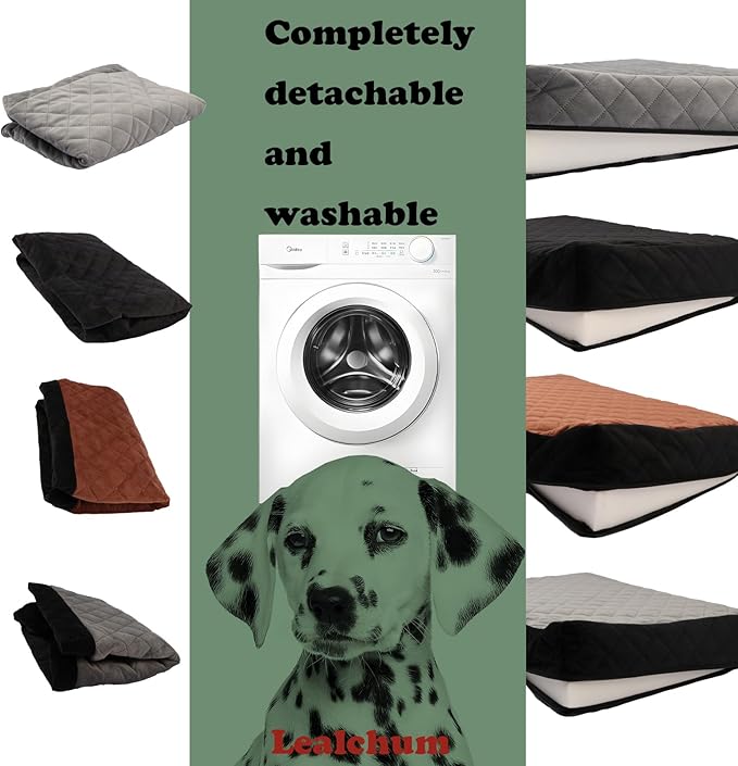 Dog Car Seat for Large Size Dog,Soft Fabric Car Dog Bed Filling Memory Foam,2 Clip-On Safety Leashs and 2 Pockets,Removable and Washable Comfy Pet Car Seat(Black/Brown, Large)