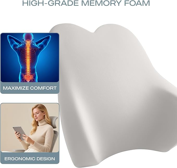 Skechers Air-Cooled & Memory Foam Lumbar Pillow,Lumbar Support Pillow For Office,Chair Lower Back Pain Relief Lumbar Pillow,Ergonomic Design Back Support Pillow For Office Chair,Car,Home,Travel,Orange