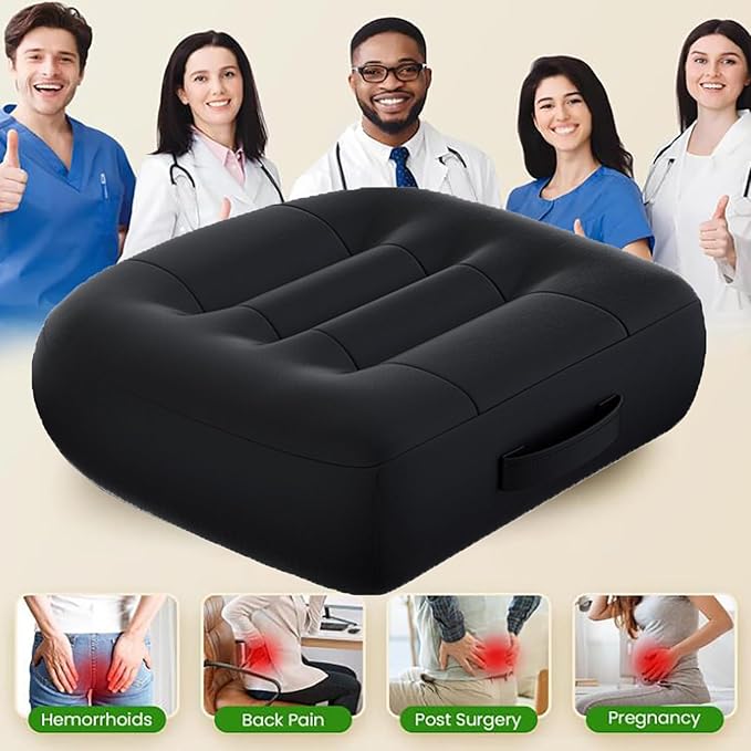 Adult Booster Seat for Car/Portable Booster Seat for Driver/Breathable Non-Slip Seat Cushions with Practical Handle for The Car, Office, Wheelchair, Broader Vision, 17.7"x15.7"x4.7"（Black）