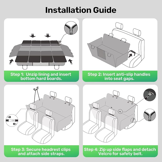 Zanch Heavy-Duty Dog Car Seat Cover, Flat Solid Back Seat Extender for Multi Large Dogs, Hard-Base Supports 450 lb, Waterproof Scrachproof Hammock Protector, Standard for Cars, SUV, Trucks, Orange