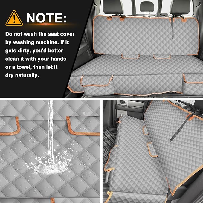 Dog Car Seat Cover Compatible with Full-Size Truck, Ford F150/250/350 Chevy Silverado Dodge Ram 1500 2500 3500, 600D Oxford Scratch Proof Nonslip Pickup Waterproof Pet Rear Bench Seat Cover
