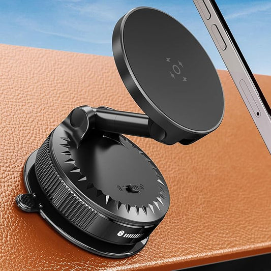 Phone Holders for Your Car [108 LBS Nano-Gel Base + Vacuum Suction & 3600gf Magnetic] 360°Adjustable Anti-high Temp Mount for Magsafe iPhone, Android, Dash Windshield, Summer