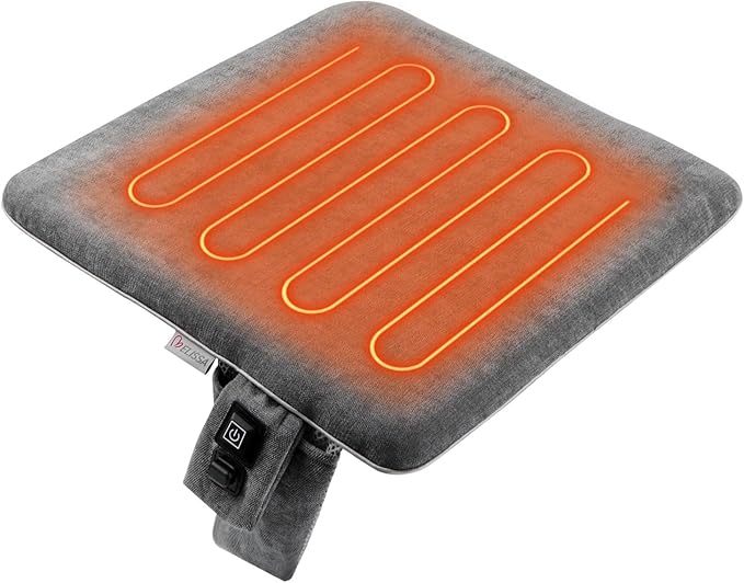 Melissa Portable Heated Seat Cushion with USB, 3 Heat Settings, Foldable Heating Chair Pad for Office, Home, Stadium, Outdoor, Camping, Wheelchair – Lightweight & Easy to Carry - 17x17x1.4 inch(Gray)