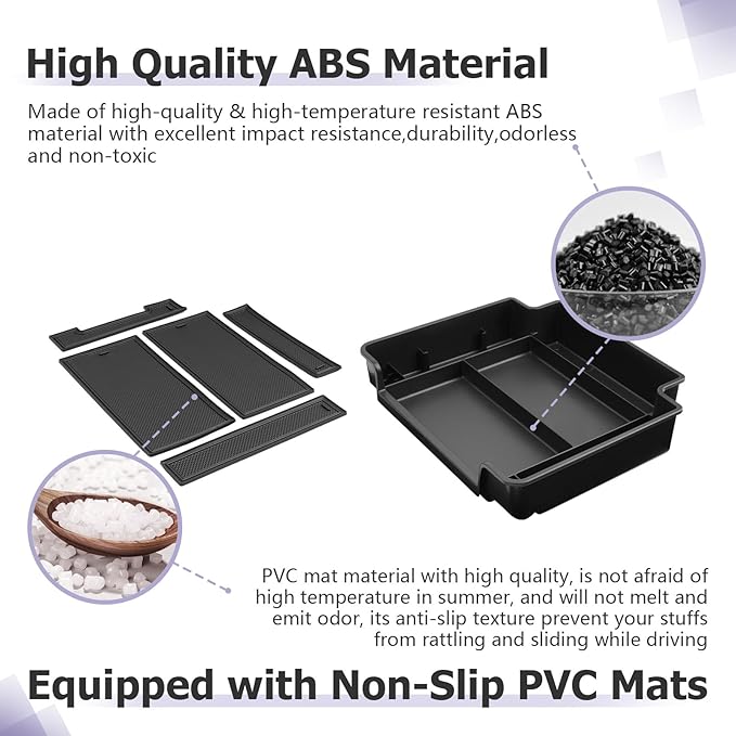 LUWU Console Organizer for 2021-2026 Tahoe & Suburban/GMC Yukon Accessories(ONLY for Standard Console w/Charging Socket) - NOT for Power Sliding Console Center Console Organizer Tray ABS Materials