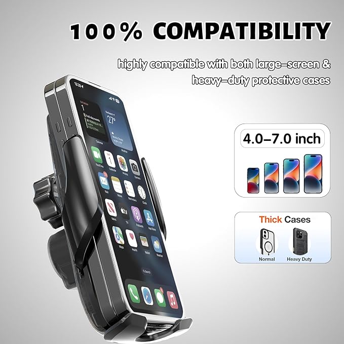 Car Phone Mount for Honda CR-V 2017–2022, 15W Fast Charging Auto-Clamping Honda CRV Phone Holder, 360°Adjustable Left-Top Screen Mount, Car Accessories