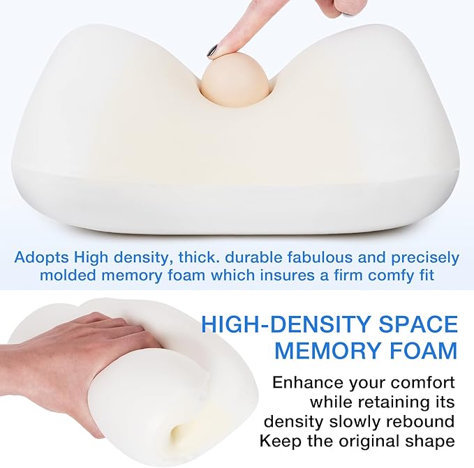 2 Pack Car Neck Pillow, Softness Leather Car Headrest Pillow, 100% Memory Foam and Breathable Removable Cover, Neck Support Head Pillow for Ergonomic Design (Beige)