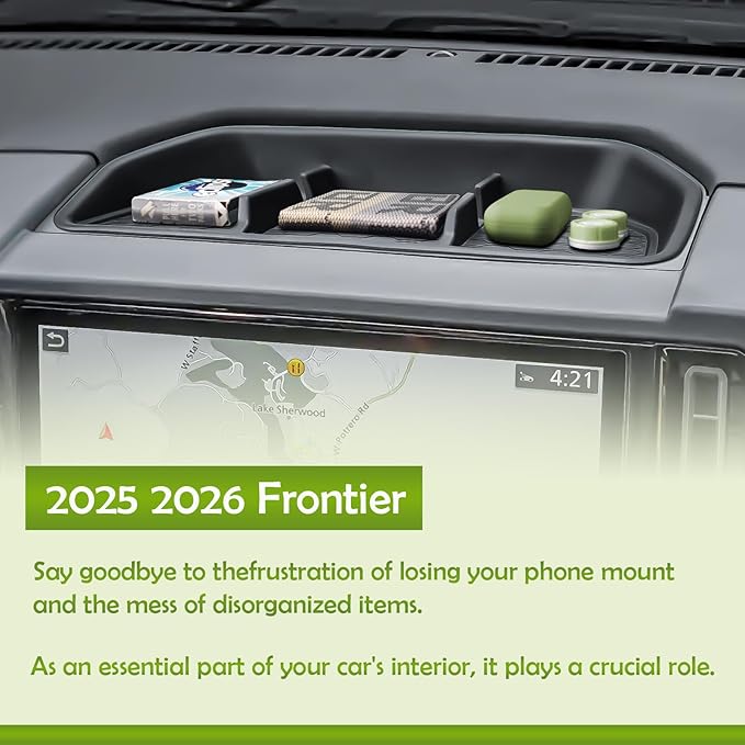 Dash Storage Tray Compatible with 2025 Nissan Frontier Accessories Center Console Dashboard Organizer Interior Insert Compartment Mounted Holder (Not for 2022-2024 Frontier)