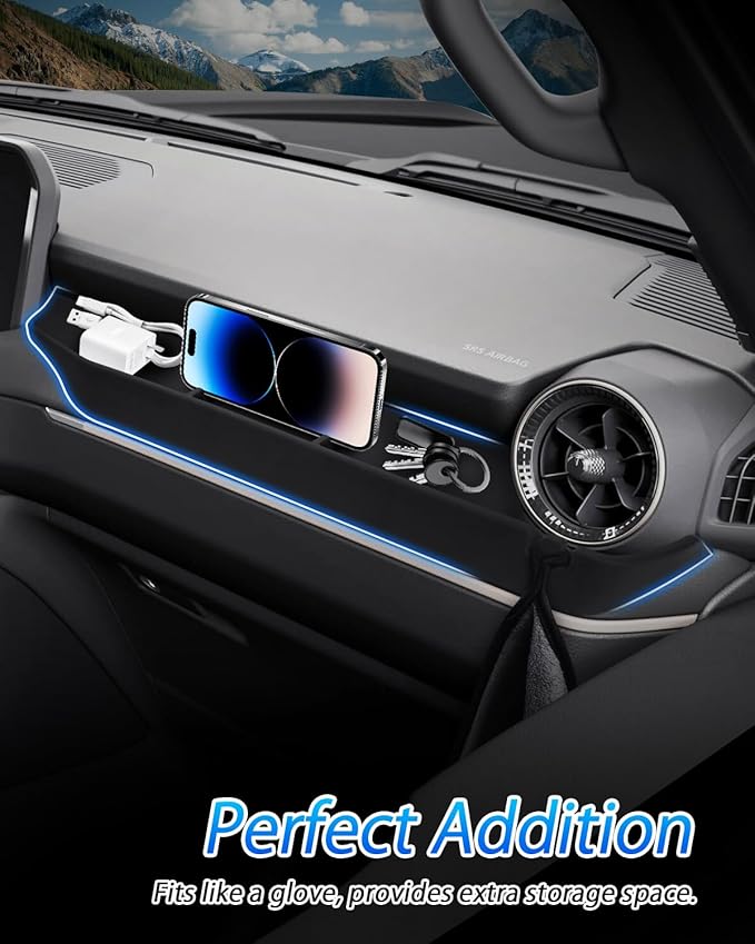 Karltys 2 Pcs Center Console Organizer, Middle Console Organizer with Silicone Mat, Passenger Storage Tray with Hook for Toyota Land Cruiser 250 2024 2025 2026 Accessories(Only for Cool Box Version)