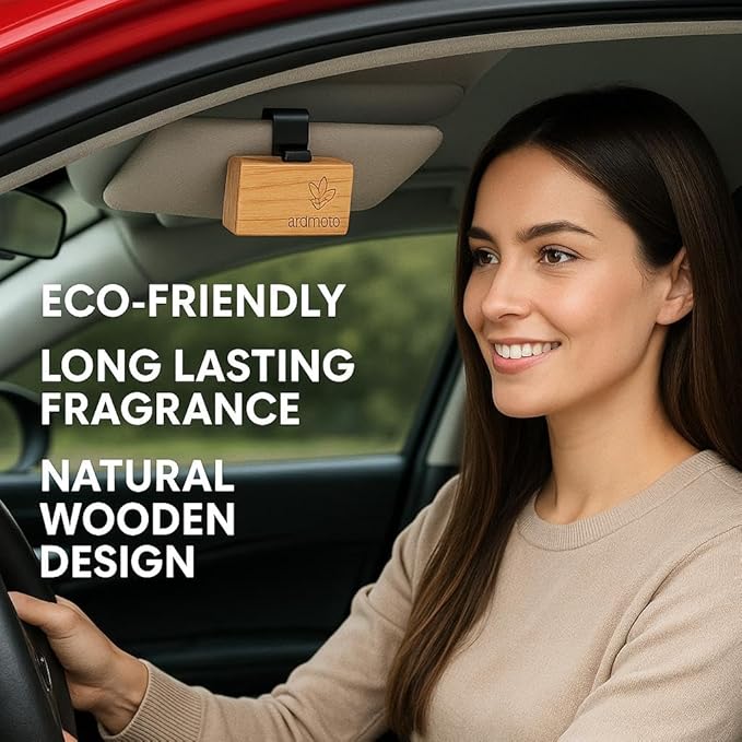 Wooden Car Air Freshener – Premium Natural Scents for Every Drive – Car Odor Eliminator (Amber)