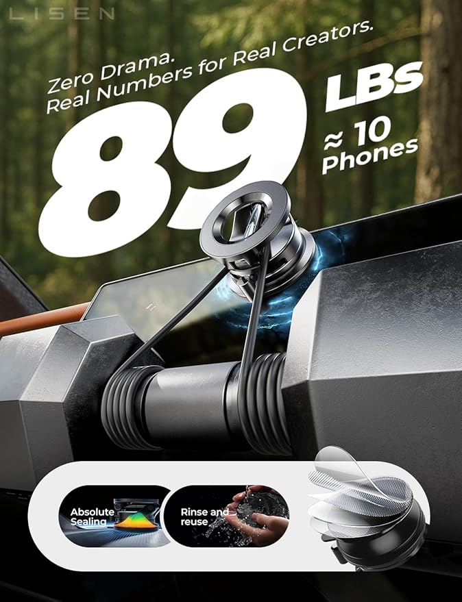 LISEN for Magsafe Car Mount, Phone Holders for Your Car, Magnetic Vacuum Phone Mount Car Accessories for Women Men Interior BMW, SuctionPro for Valentines Day Gifts for Him Her Kits, for iPhone17-12